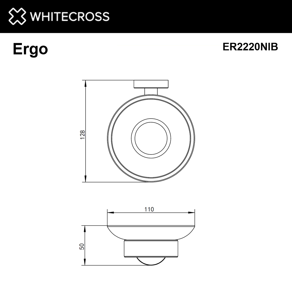 Мыльница подвесная whitecross ergo er2220nib (брашированный никель)