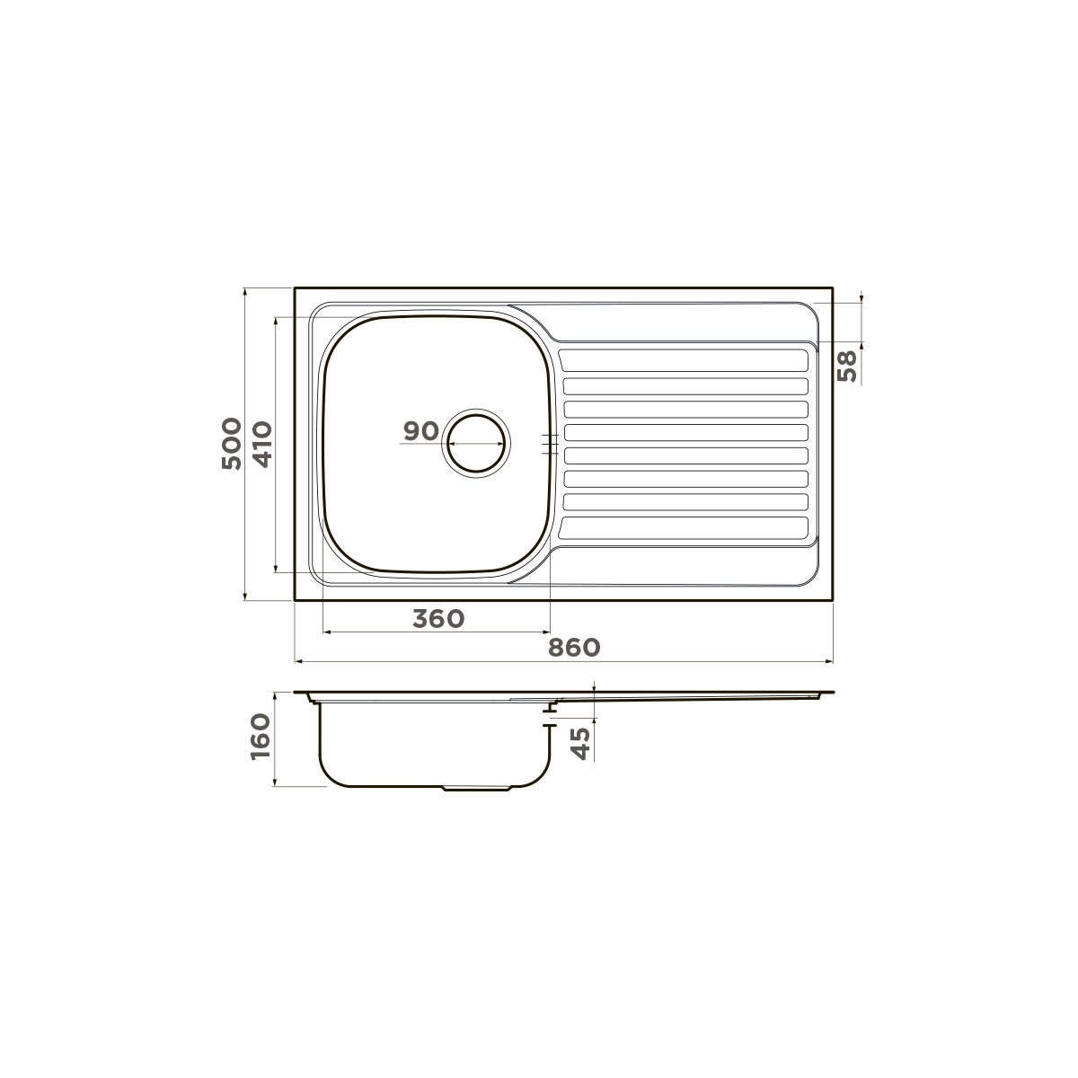 Кухонная мойка omoikiri kashiogawa 86-in нерж. сталь/нержавеющая сталь 860 x 500 x 160