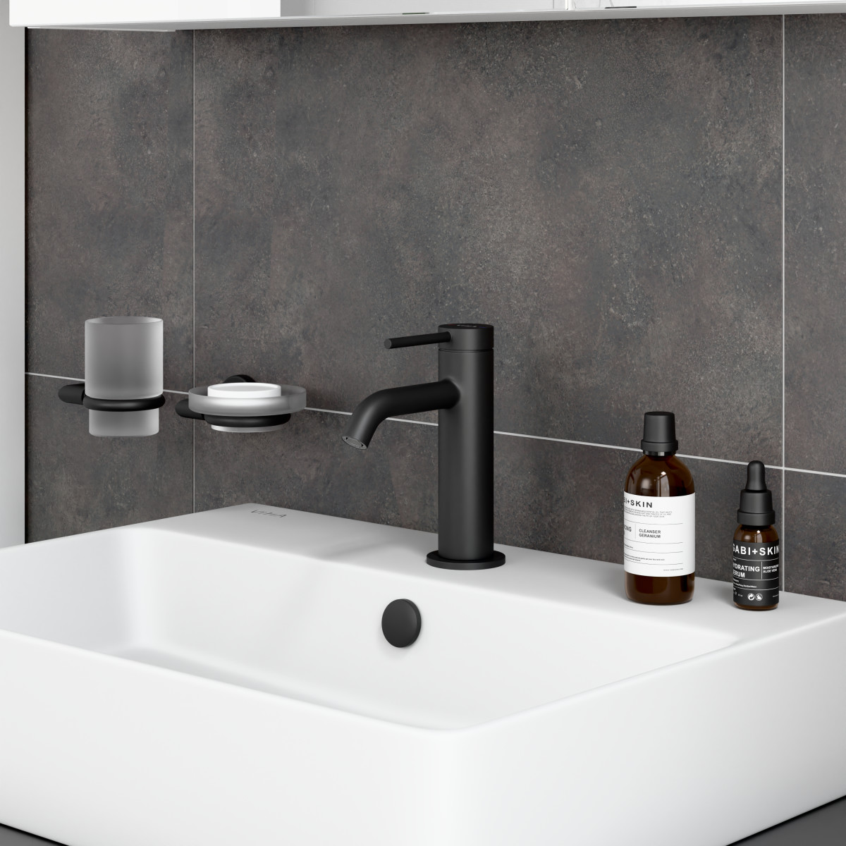 Смеситель для раковины VitrA Minimax Round A4353036EXP однорычажный матовый черный латунь