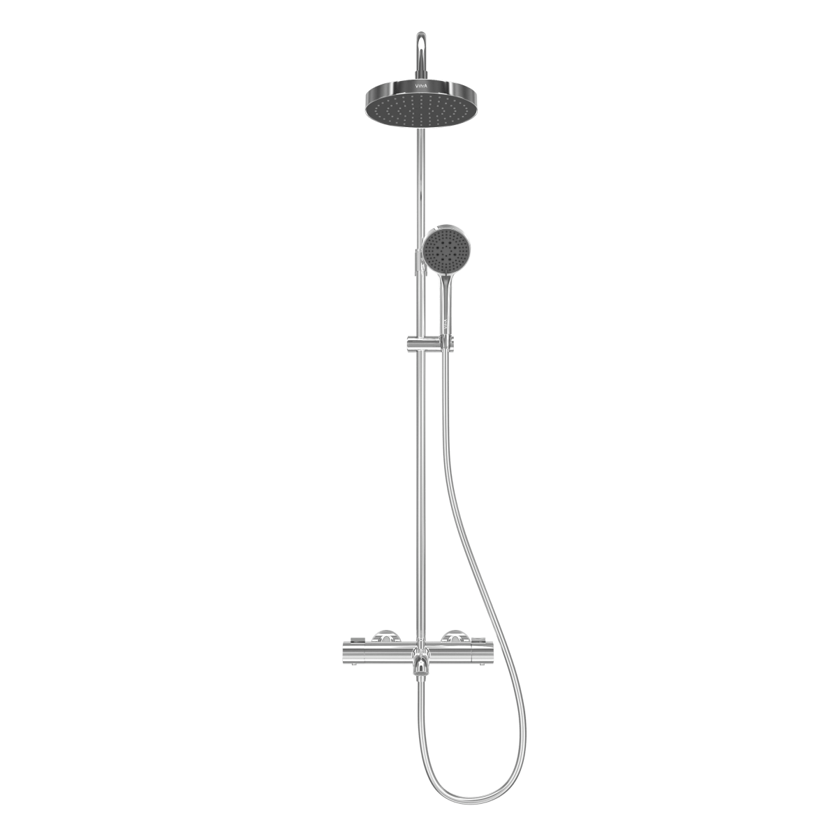 Душевая система VitrA Base Round A47303EXP с термостатическим смесителем и ручным душем хром латунь
