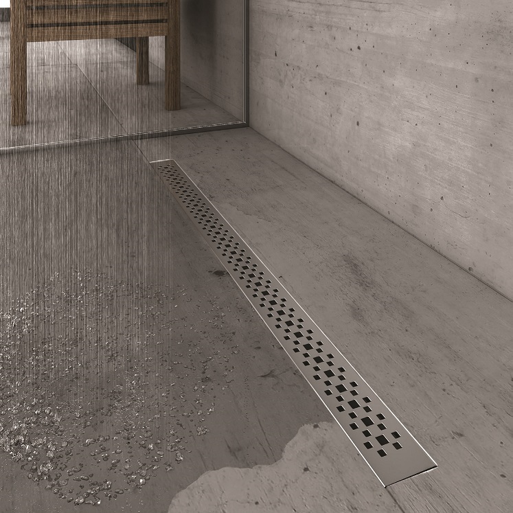 Желоб berges водосток c1 brise 400, матовый хром, s-сифон d50 h60 боковой