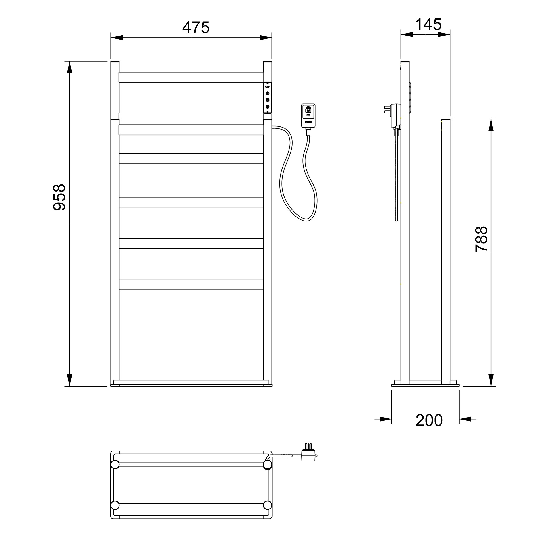 Полотенцесушитель электрический напольный wonzon & woghand essen, брашированное золото (ww-a407-bg)