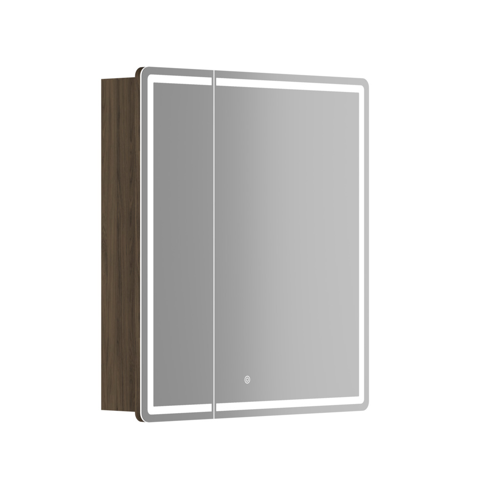 Зеркальный шкаф для ванной комнаты sancos mirror 690x150х740 мм, с led подсветкой, цвет дуб чарльстон, с розеткой, арт. mi70ech