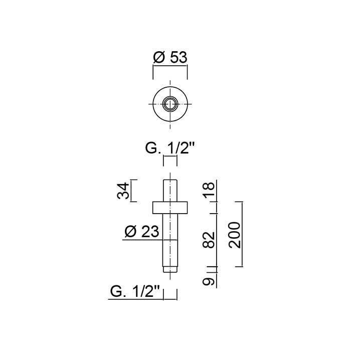 Giulini futuro f1762-20nko держатель для душа потолочный l. 200 мм., цвет никель матовый