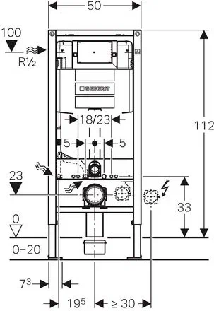 111.060.00.2 инсталляция geberit duofix для подвесного унитаза, 112 см, со смывным бачком скрытого монтажа omega 12 см