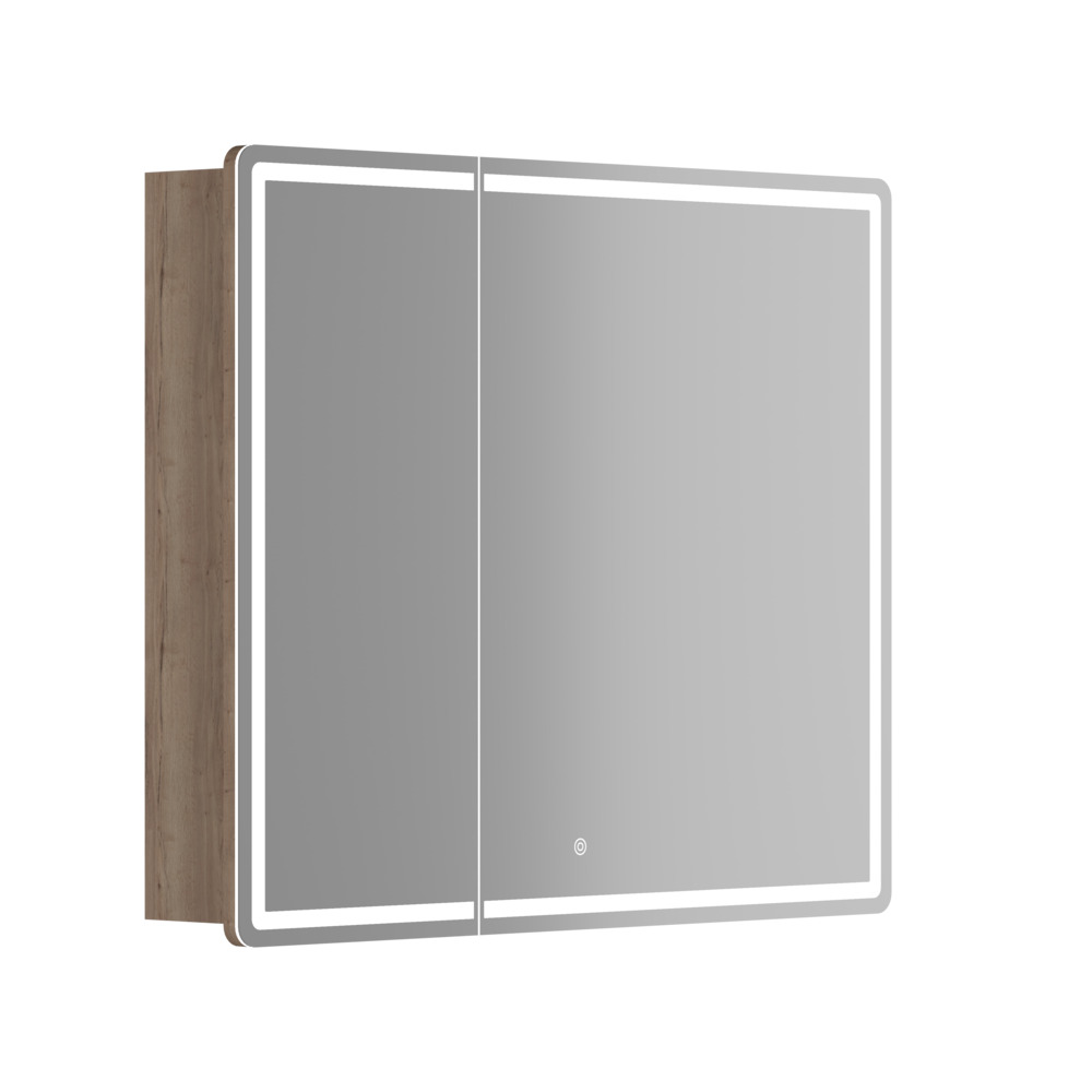 Зеркальный шкаф для ванной комнаты sancos mirror 890x150х740 мм, с led подсветкой, цвет дуб галифакс натуральный, арт. mi90eg