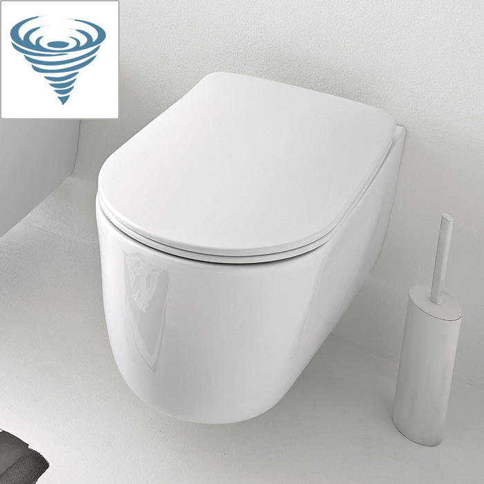 Kerasan nolita унитаз безободковый подвесной 55х35 см, tornado, с креплениями, цвет: белый глянцевый