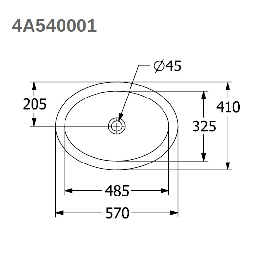 Loop & Friends Раковина для установки под столешницу (овальная), 485 x 325 x 215 mm, Альпийский белый, с переливом (замена 61612001)