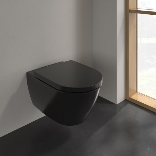 Унитаз, Villeroy&Boch, Subway 2.0, подвесной, шгв 370*560*365, CeramicPlus/AntiBac, цвет-Pure Black