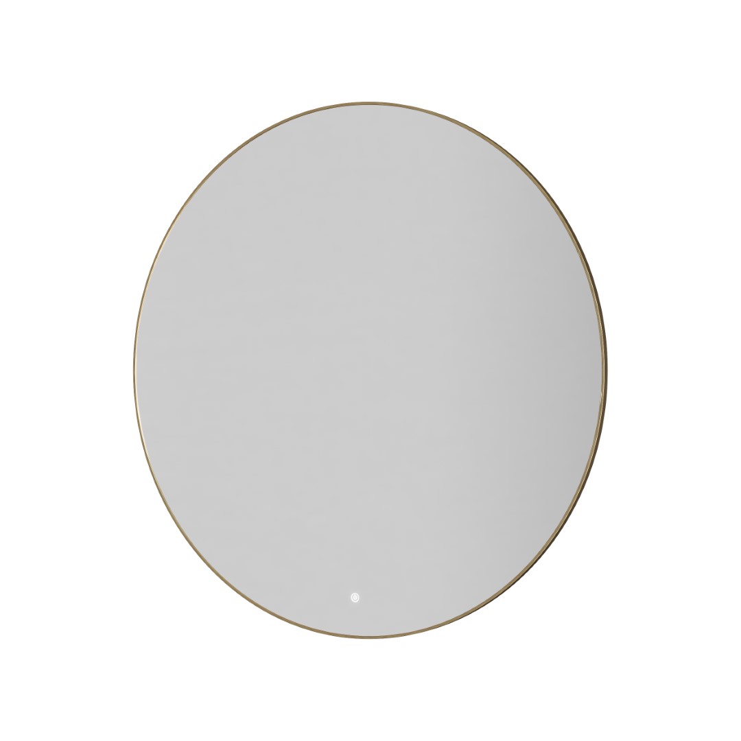 Зеркало круглое , мет. рама, подсв., сенсор, антизапотевание, d100cm, matt gold
