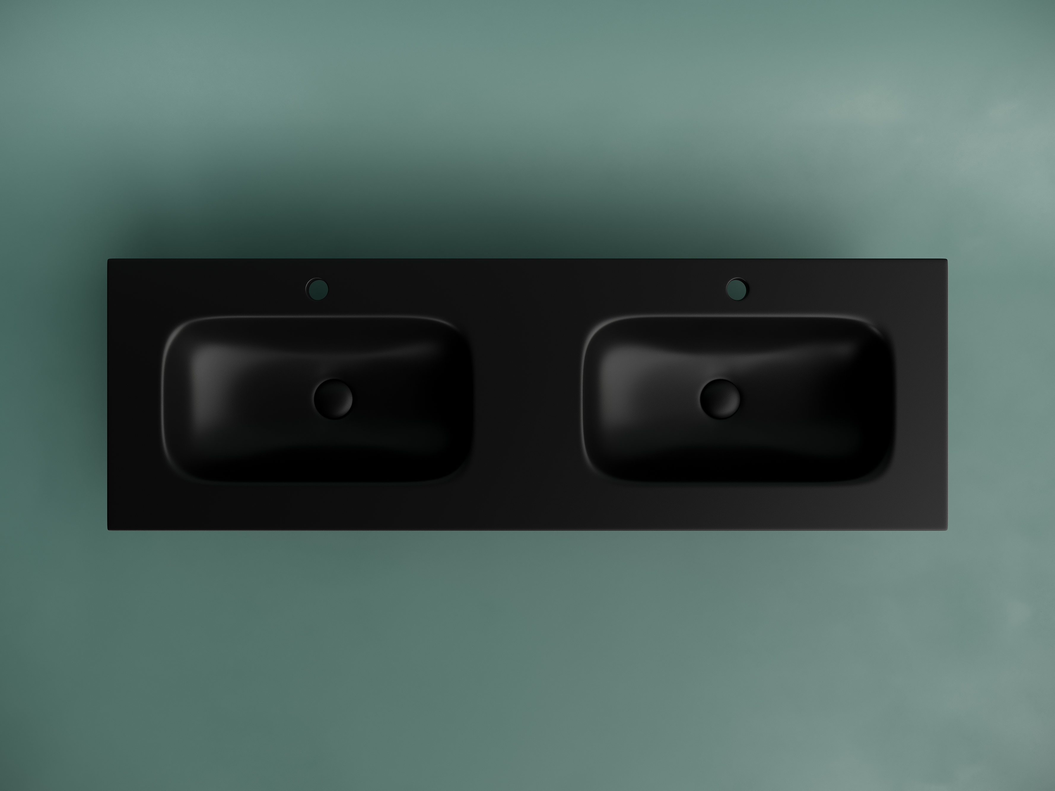 Раковина накладная мебельная grace прямоугольная 1410x457x137 с двумя чашами и отверстиями под смеситель, цвет черный матовый cn7022mb