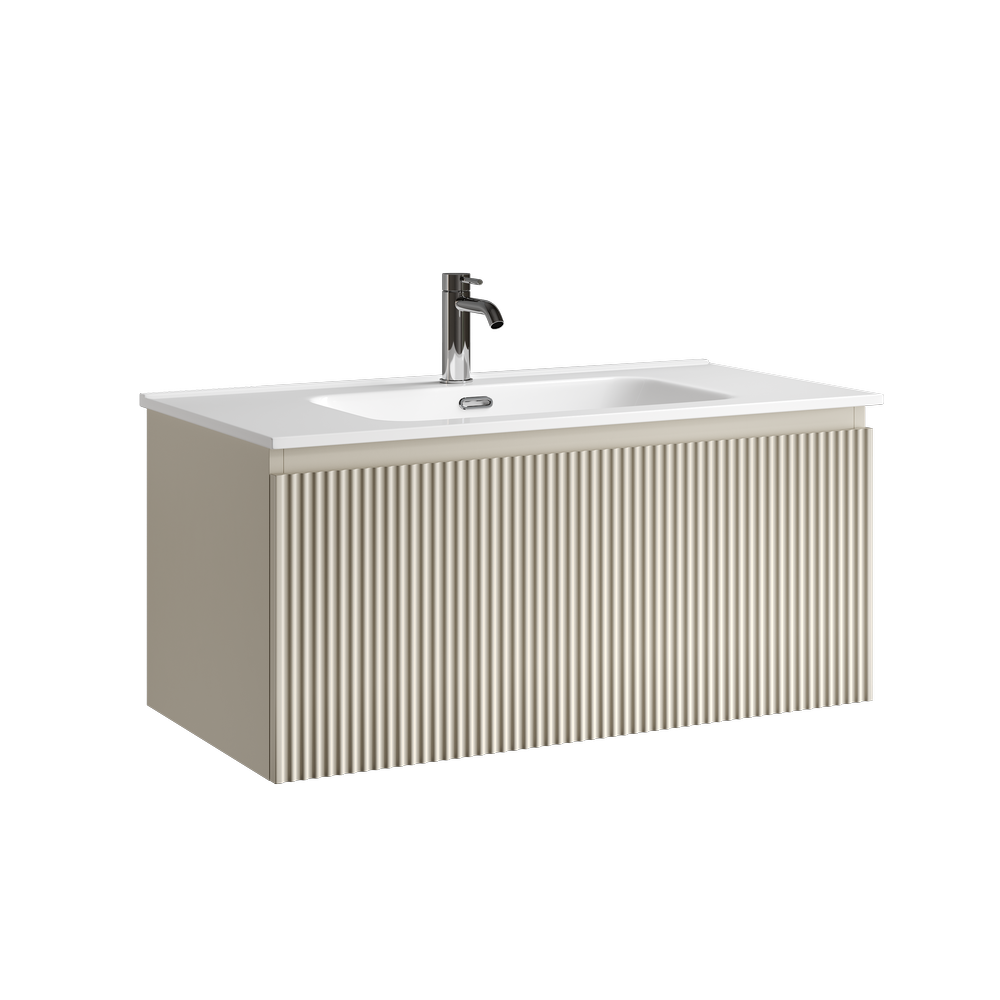 Тумба подвесная SANCOS Snob R 1.0 890х445х406, c одним ящиком оснащенным доводчиками, Beige Soft , арт.SNR1.090CE