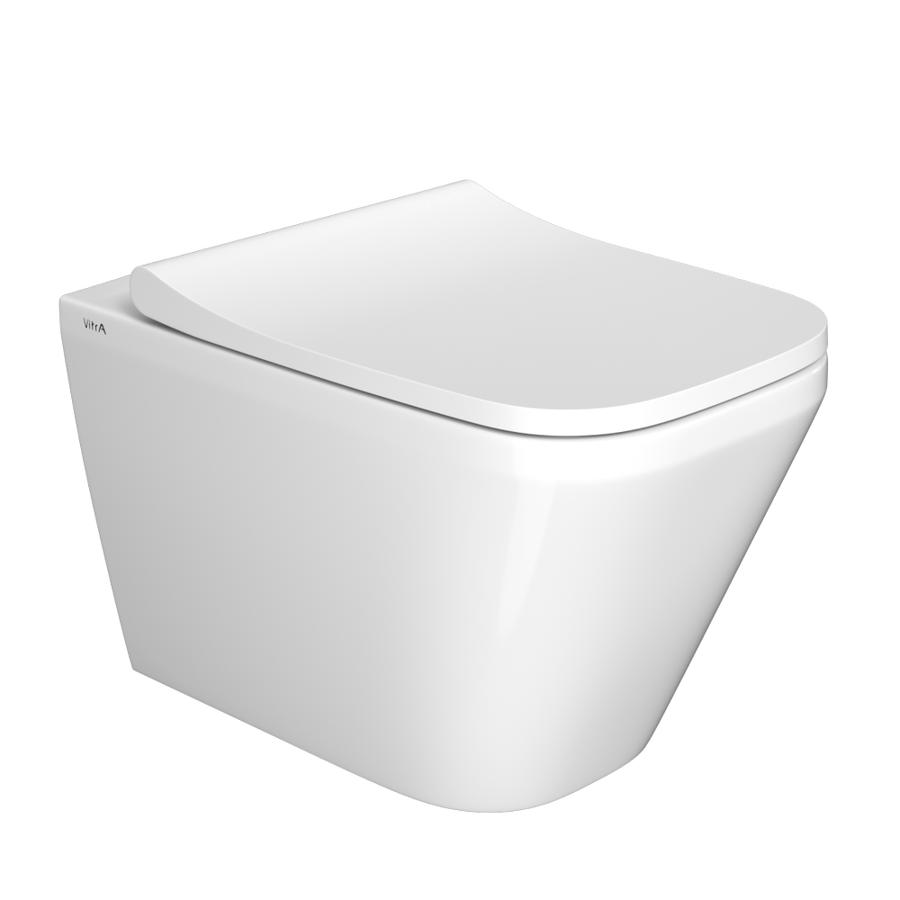 Подвесной унитаз VitrA Integra Square 7082B003-0075 безободковый Rim-ex белый санитарный фарфор антибактериальное покрытие Hygiene
