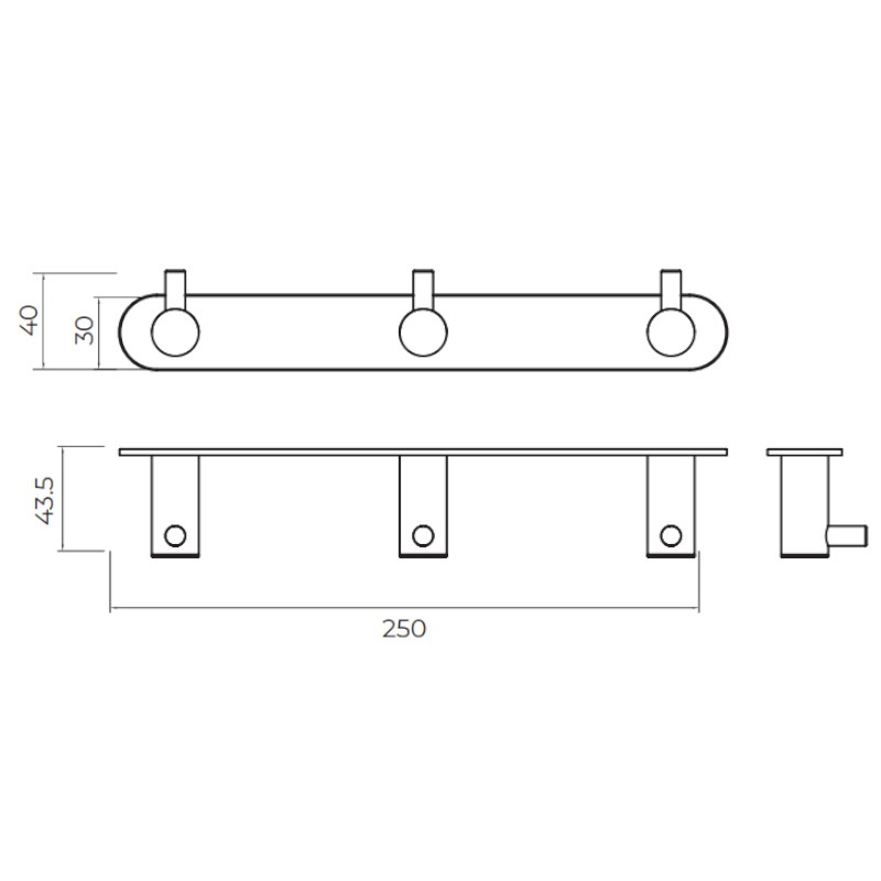 Крючок 3й настенный addimex essential cae001-02/nq brushed nickel