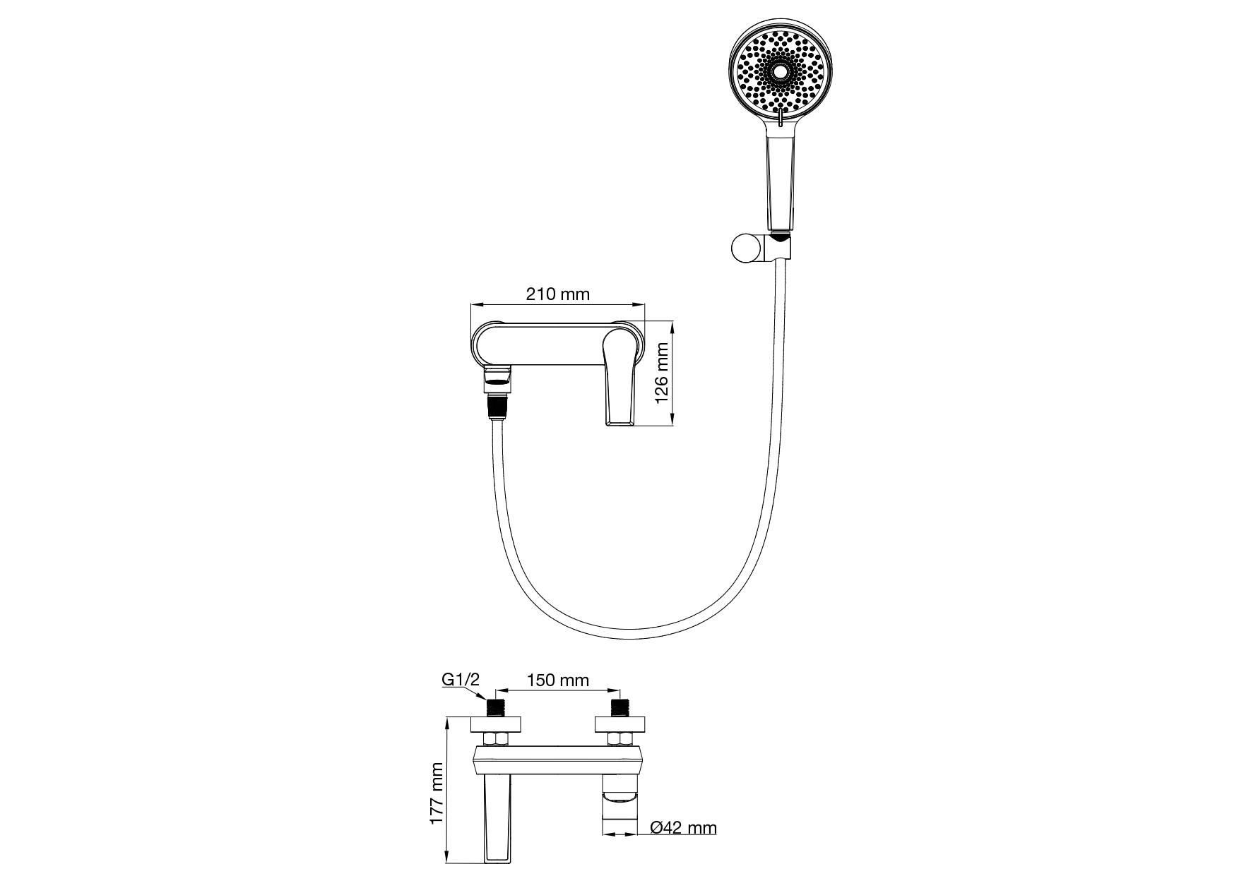 Смеситель для ванны с душем wonzon & woghand brilliant, темный графит (ww-88037079-bgm)