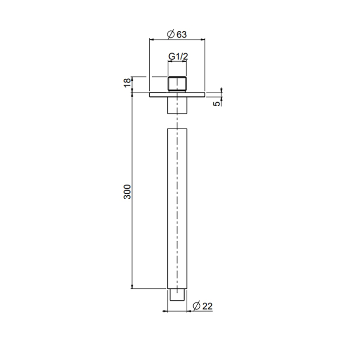 QuadroDesign Держатель верхнего душа, потолочный 30см., цвет: brushed stainless steel