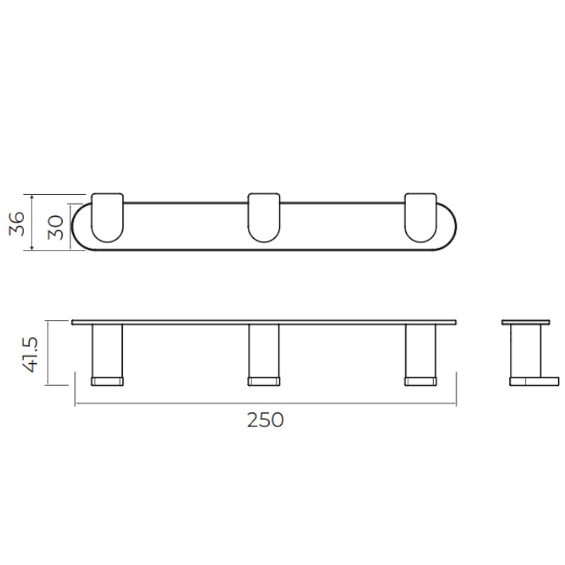Крючок 3й настенный addimex practic cap003-02 chrome