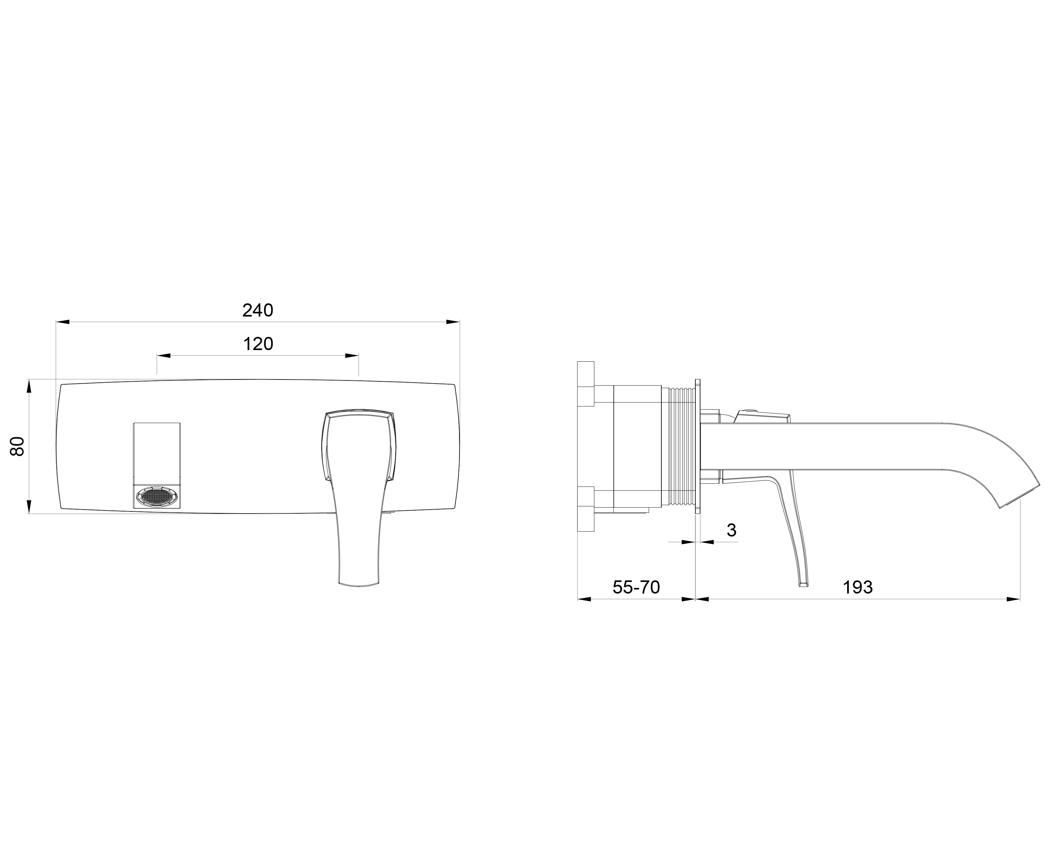 Смеситель для раковины встраиваемый wonzon & woghand flex, черный матовый (ww-88869072-mb)