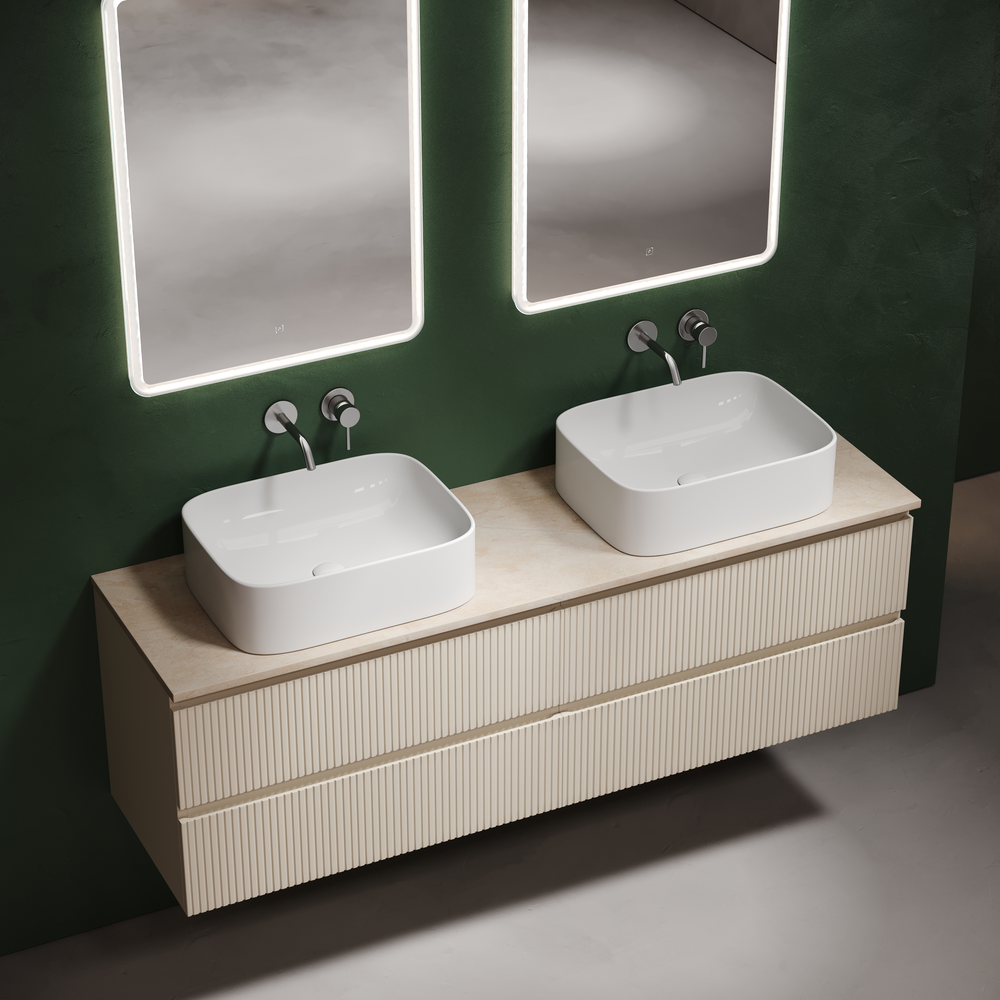 Столешница для ванной комнаты из керамогранита sancos kreman 1600х460 без отверстия под смеситель, арт.tt160a2