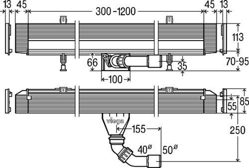 Viega Advantix Vario 736736 - Душевой лоток 300 - 1200 мм