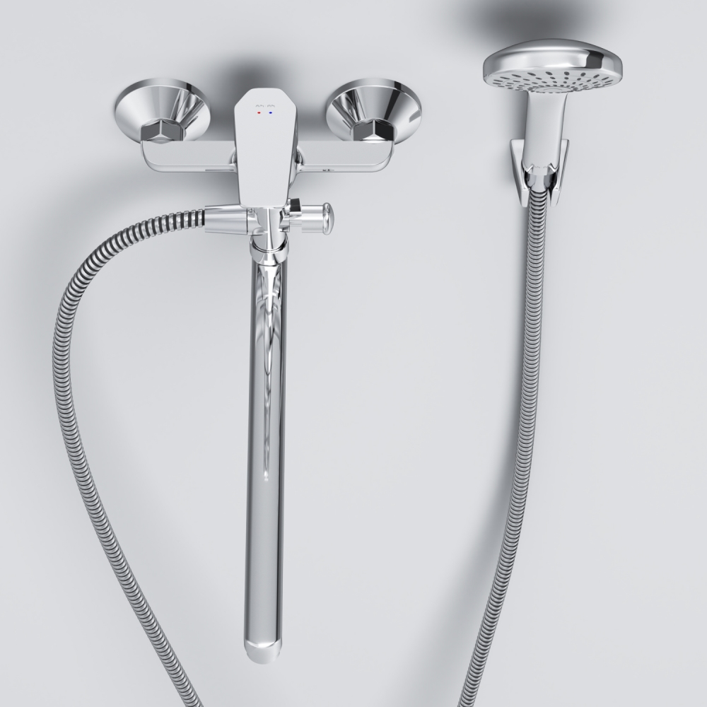 F90A90100 Gem, смеситель д/ванны/душа, излив 325 мм, душевой набор, хром, шт