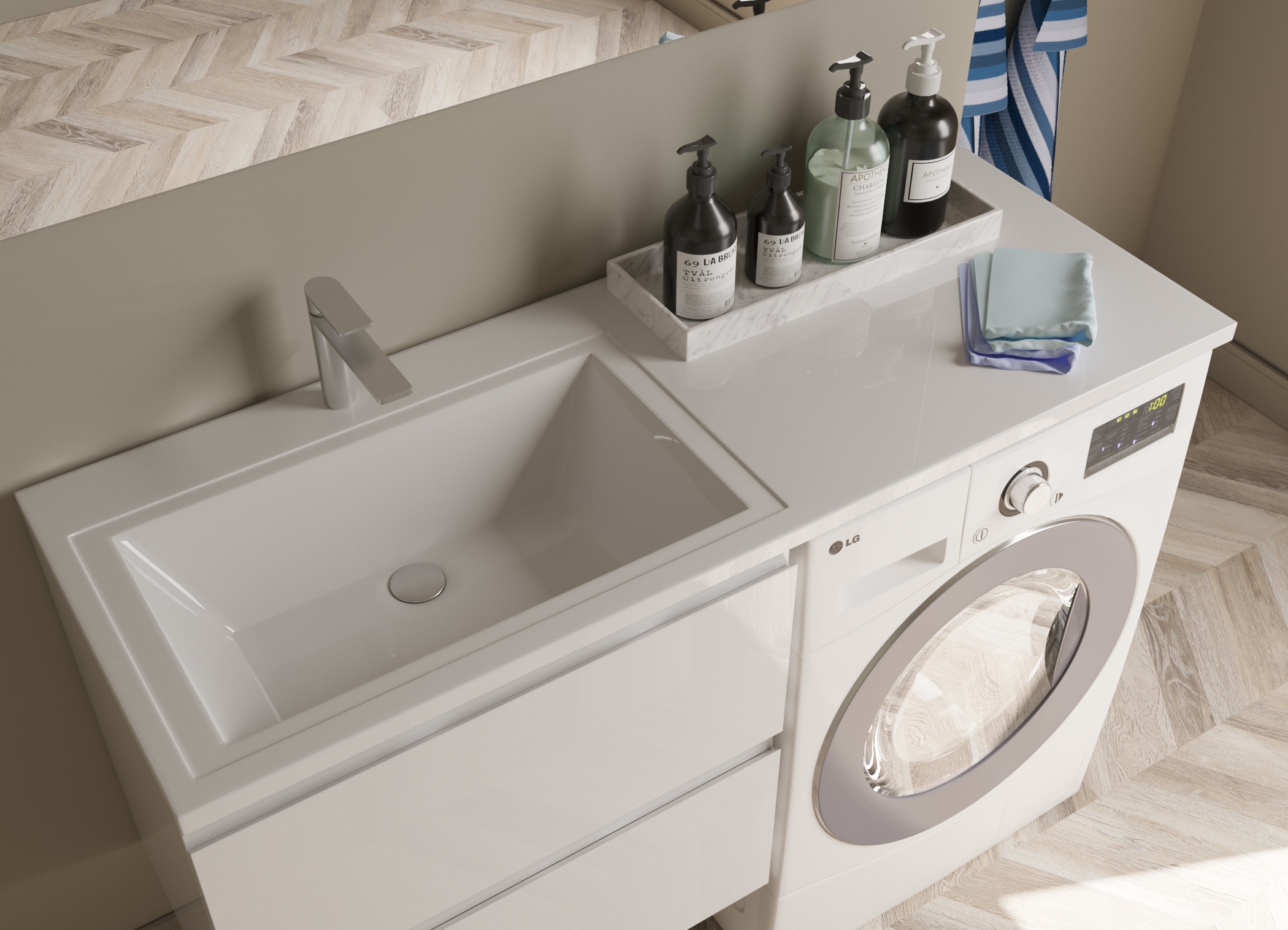 Раковина "dallas silk" левая 1300х480