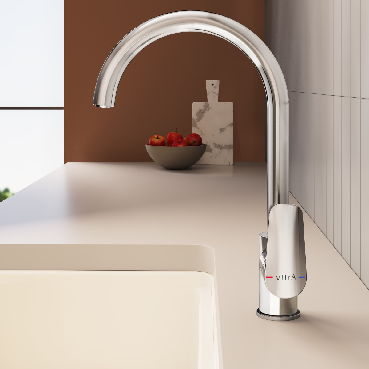 Смеситель для кухни VitrA Flow Soft A43419EXP с поворотным изливом однорычажный хром латунь