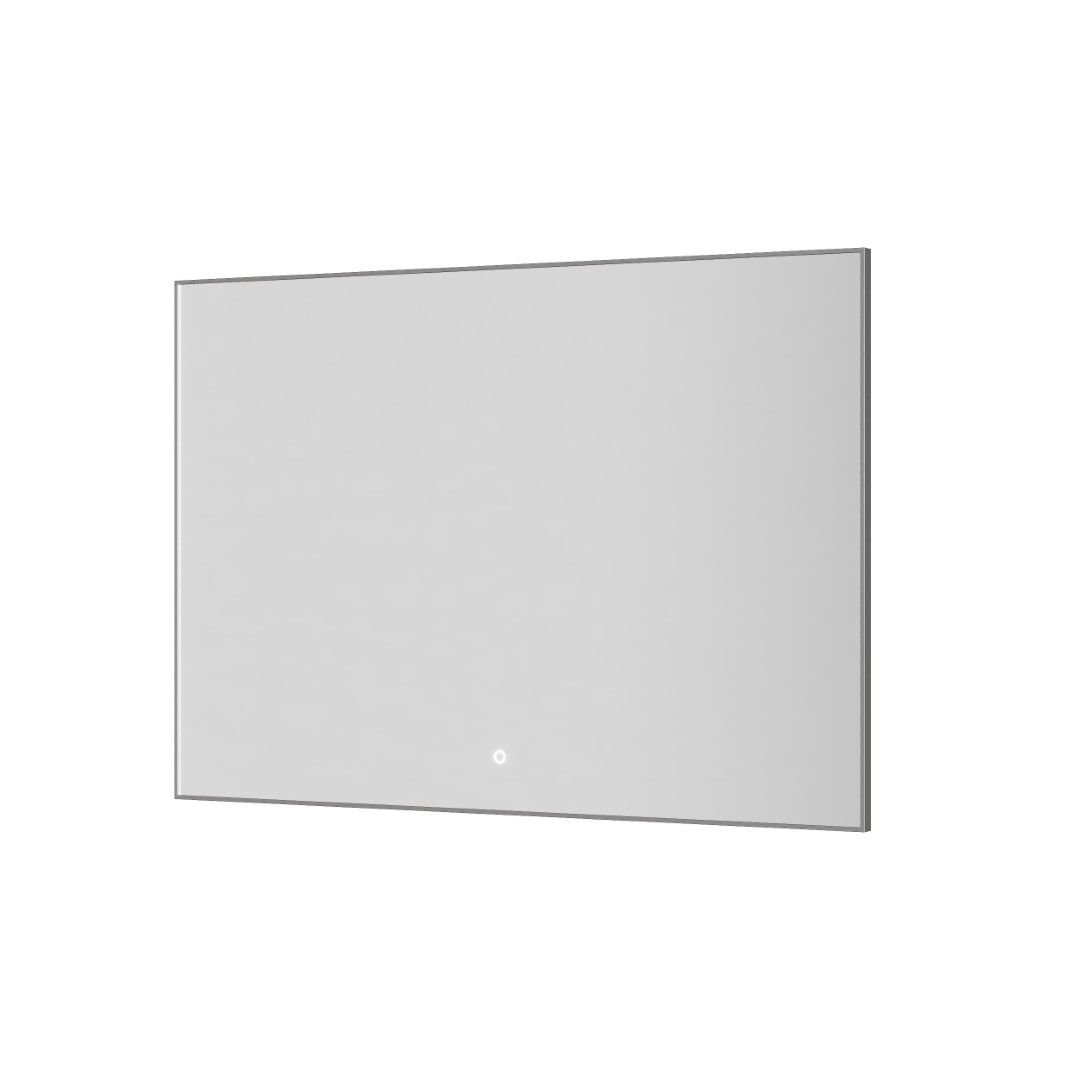 Прямоугольное зеркало , мет. рама, подсв., сенсор, антизапотевание, 100*70 chrome