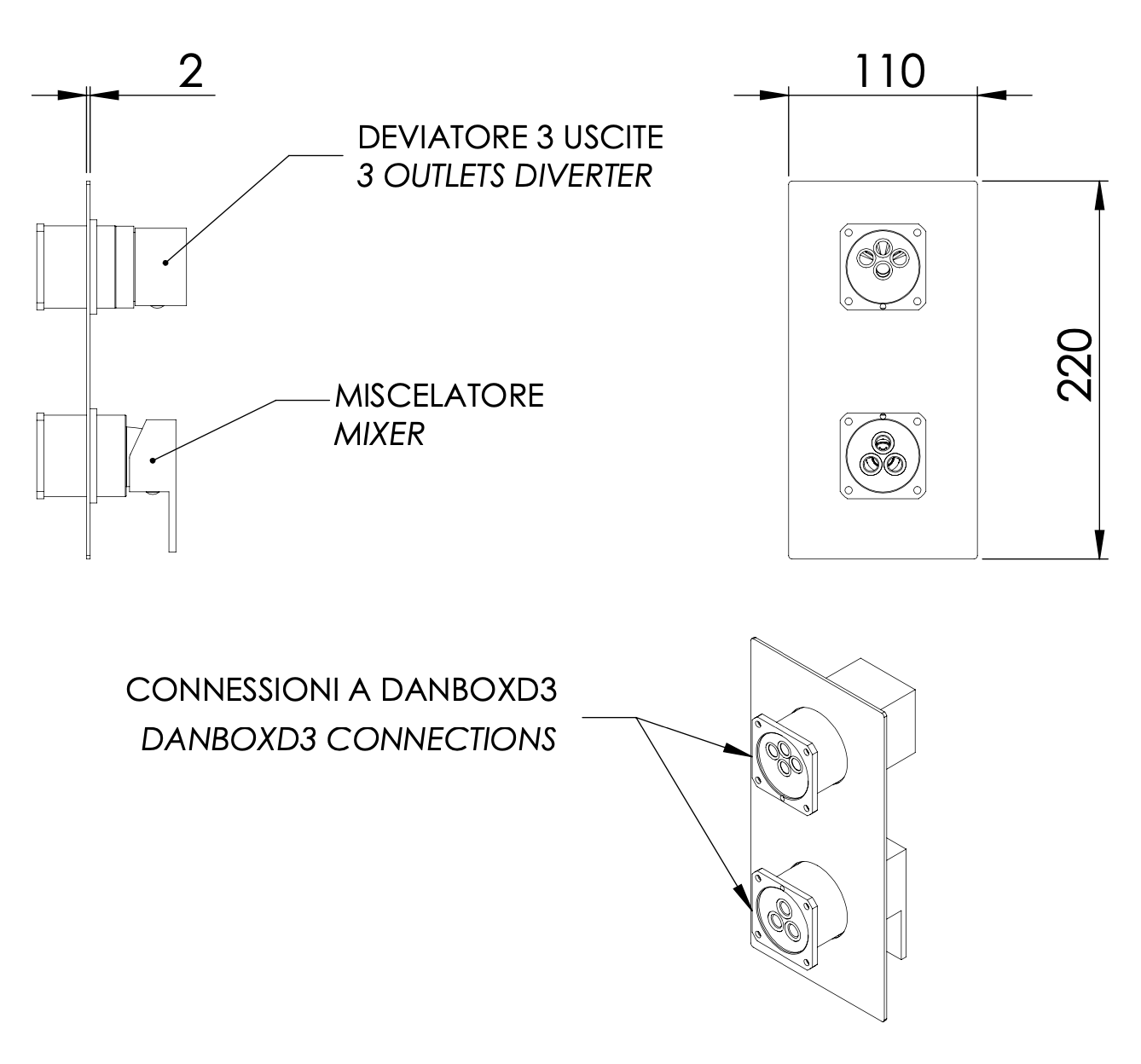 Смеситель для душа daniel skyline sk612d3kbcr