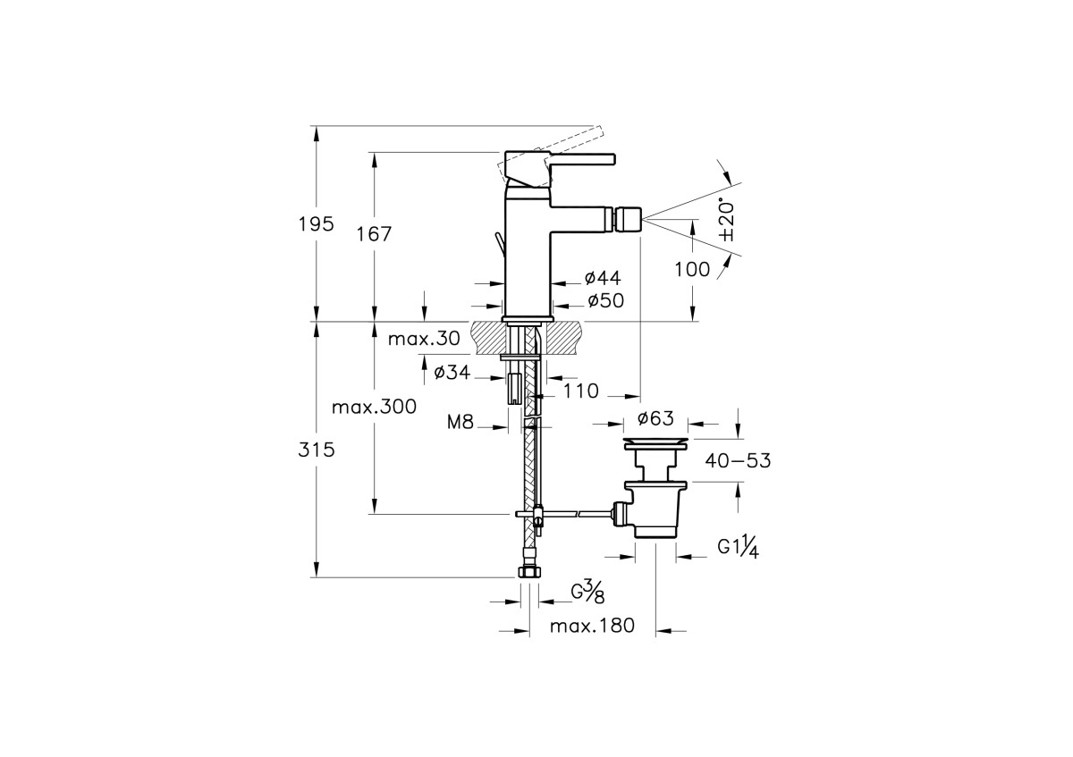 Смеситель для биде VitrA Minimax S A41988EXP однорычажный хром латунь