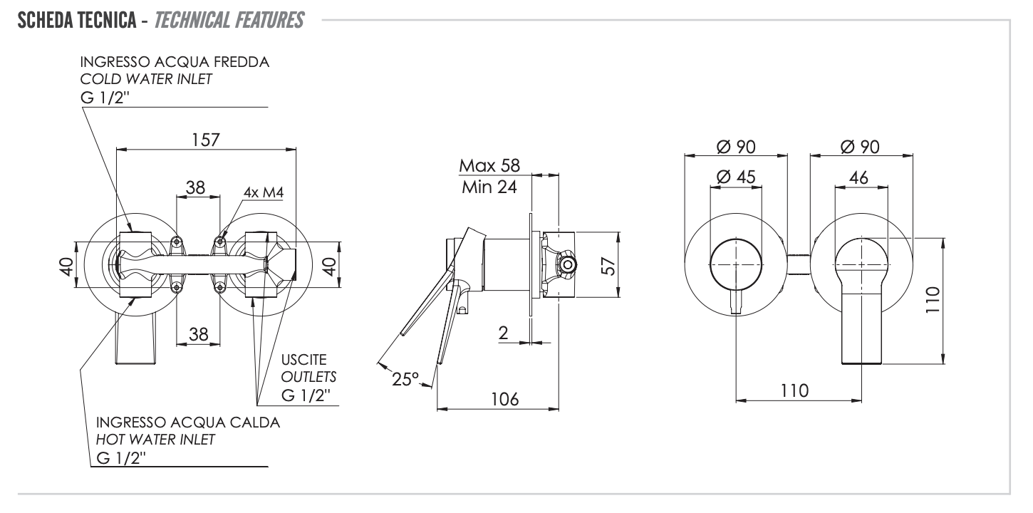 Смеситель для душа remer slash sl93zp