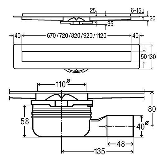 Viega Advantix Visign ER13 4983.20 арт. 753207 Душевой трап 750 мм | комплект с основой под плитку (нержавеющая сталь)