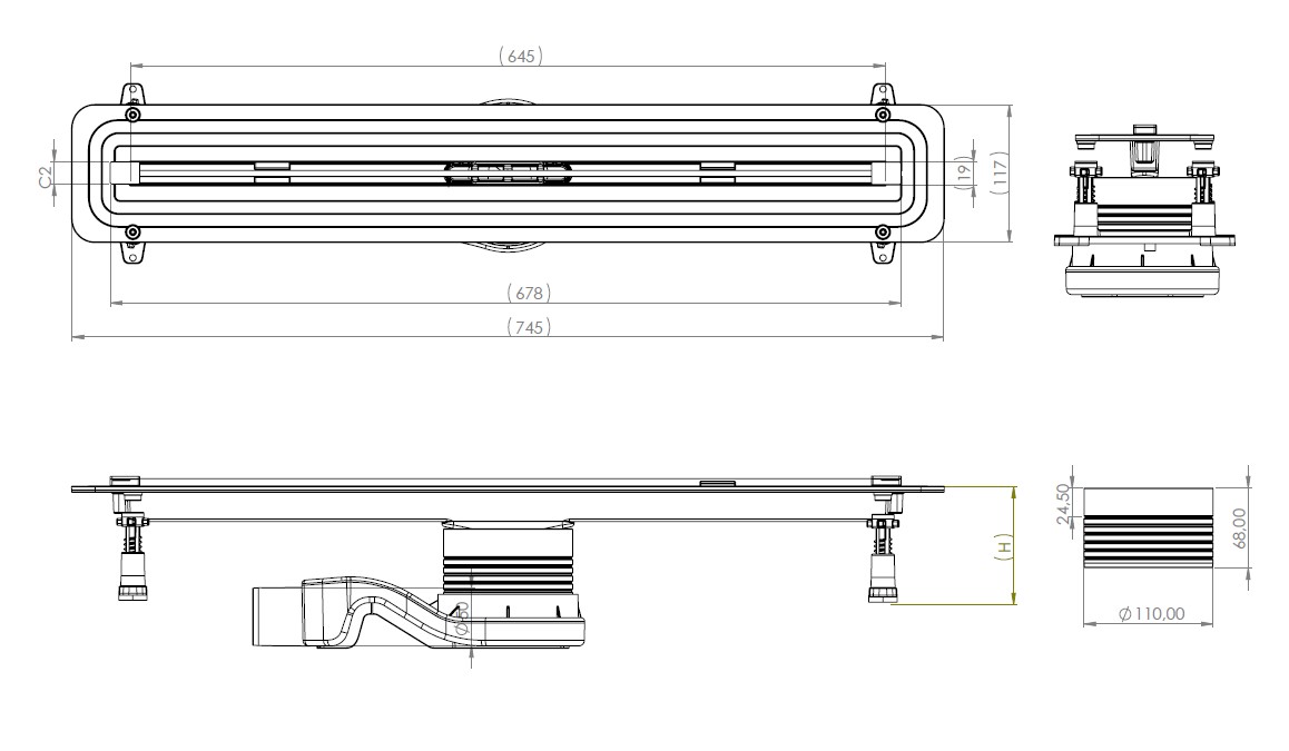 Душевой лоток Allen Brau Liberty 9.50000.SS 650 мм