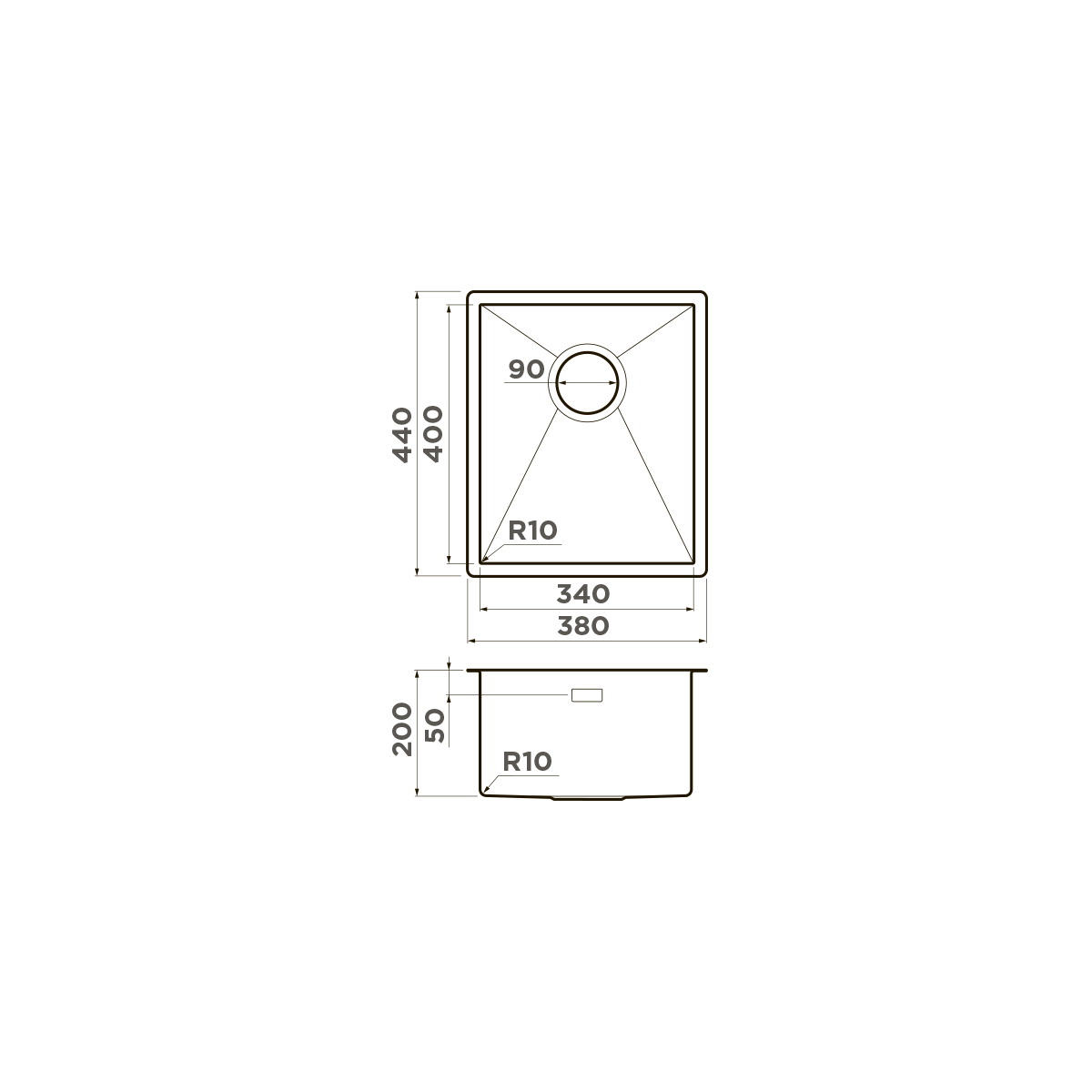 Кухонная мойка omoikiri taki 38-u/if-lg нерж. сталь/светлое золото 380 x 440 x 200