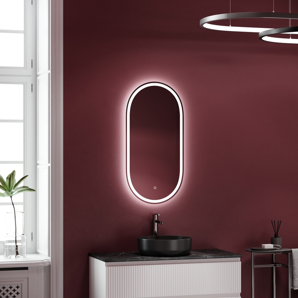 Зеркало для ванной комнаты sancos oval, фронтальная подсветка 450х900 с сенсорным управлением на прикосновение, арт. ov45f