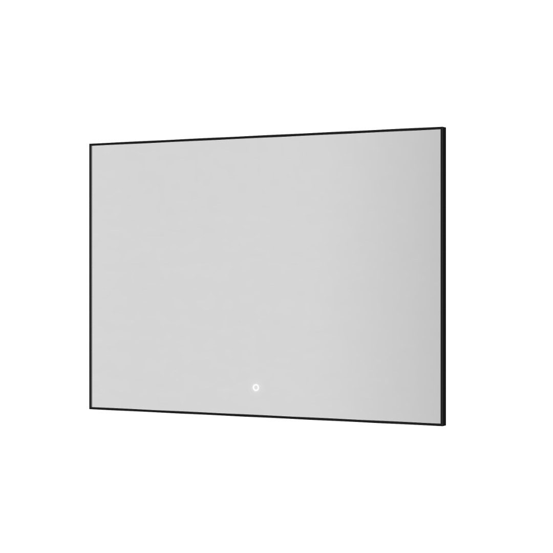 Прямоугольное зеркало , мет. рама, подсв., сенсор, антизапотевание, 100*70 black