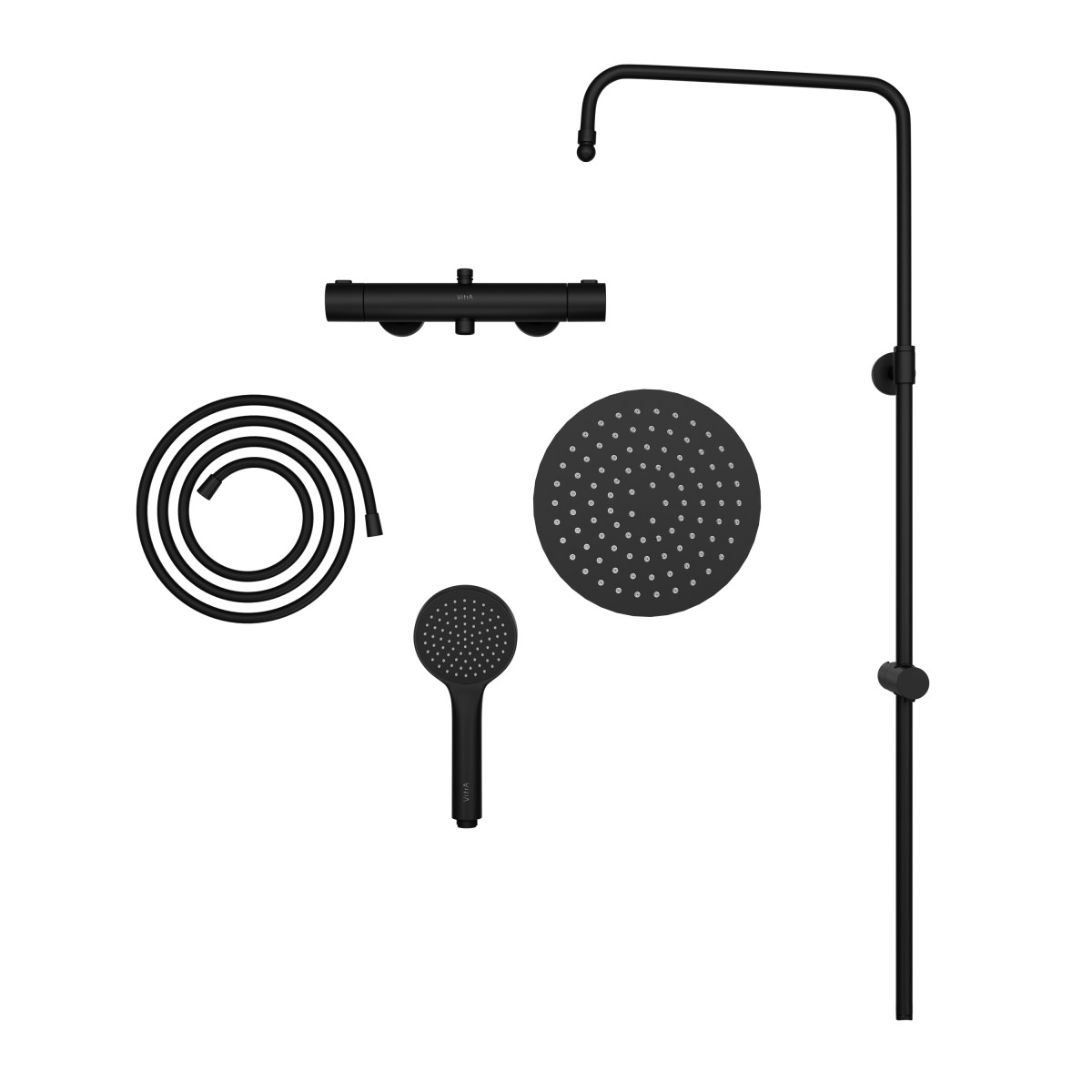Душевая система VitrA Joy A4729836EXP с термостатическим смесителем и ручным душем матовая черная