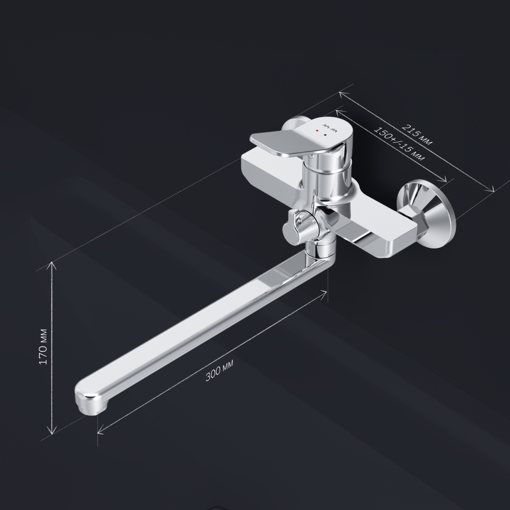 F85A90000 X-Joy, смеситель д/ванны/душа, излив 300 мм, хром, шт