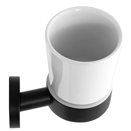 Стакан с держателем настенный guest no черный матовый remer