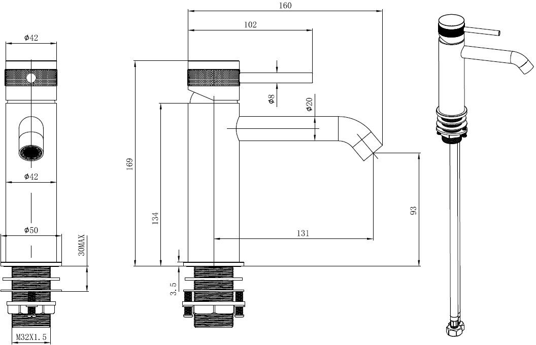 Смеситель для раковины Allen Brau Priority 5.31A01-MG графит браш