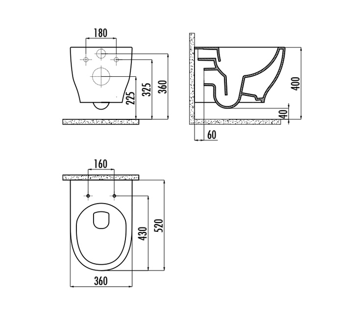Creavit mare ma321-00cb00e-0000 унитаз-биде подвесной, безободковый (белый глянцевый)