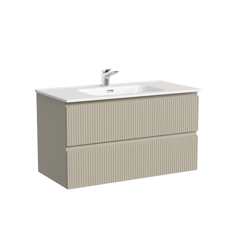 Тумба подвесная sancos snob t 890х445х500, c двумя ящиками оснащенными доводчиками, beige soft, арт.snt90ce