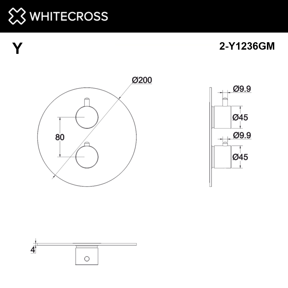 Внешняя часть смесителя на 2 потребителя whitecross y1236gm (оружейная сталь)