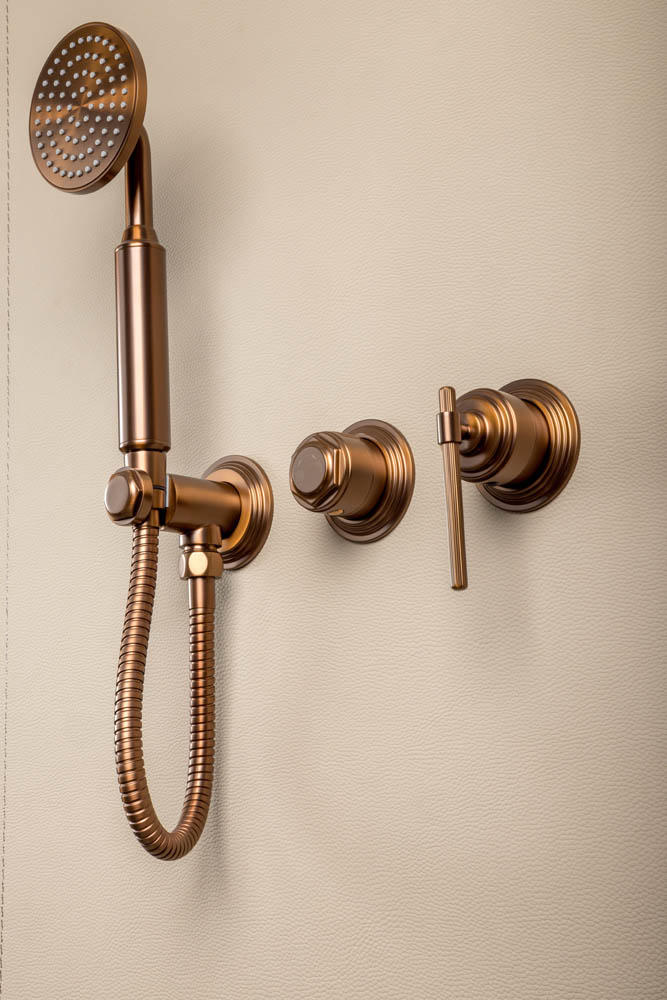 Смеситель встроенный + верхний+ ручной душ, boheme eterna brushed bronze