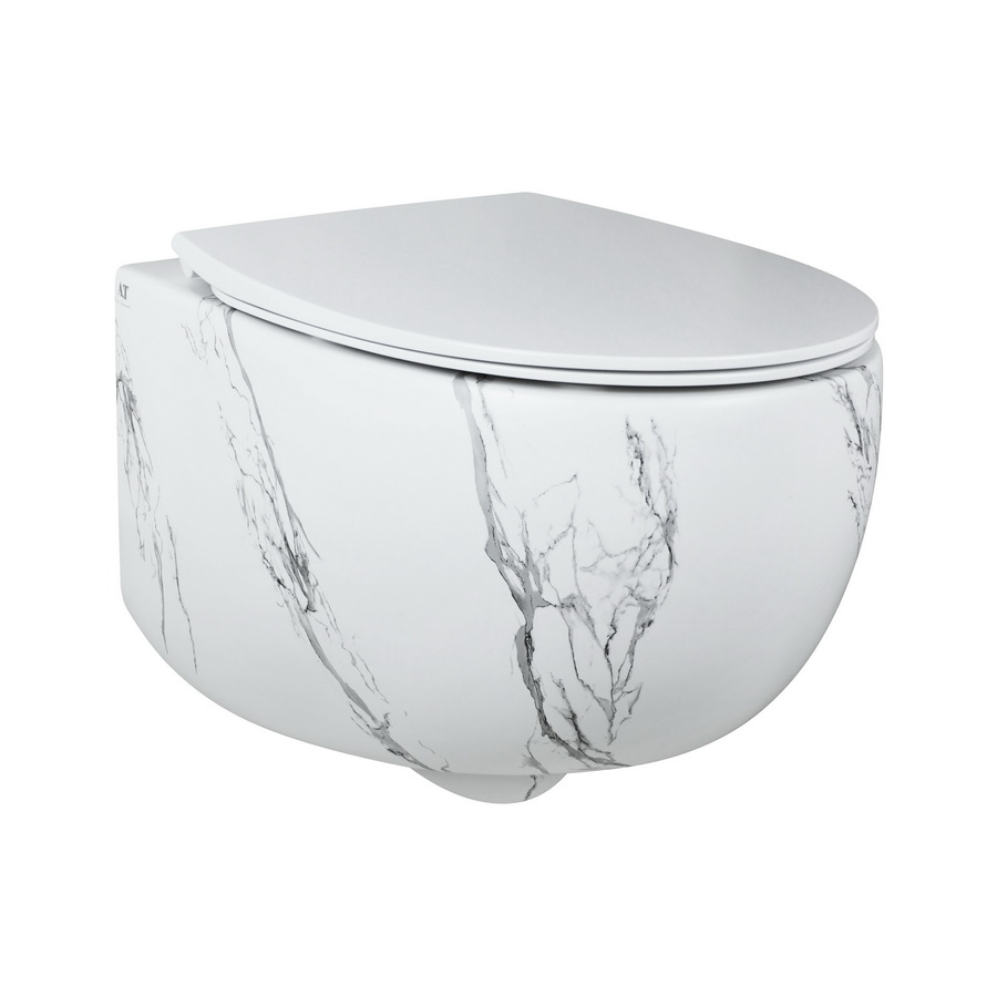 Унитаз подвесной безободковый aet dot 2.0, с креплениями, цвет белый матовый с эффектом мрамора s555t0r0v6481