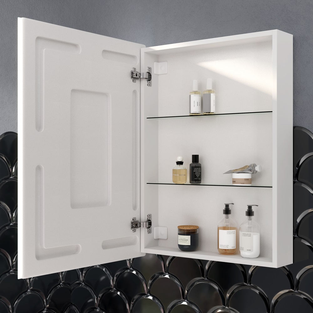 Зеркальный шкаф для ванной комнаты sancos  cube 600х140х800 с подсветкой, арт.cu600