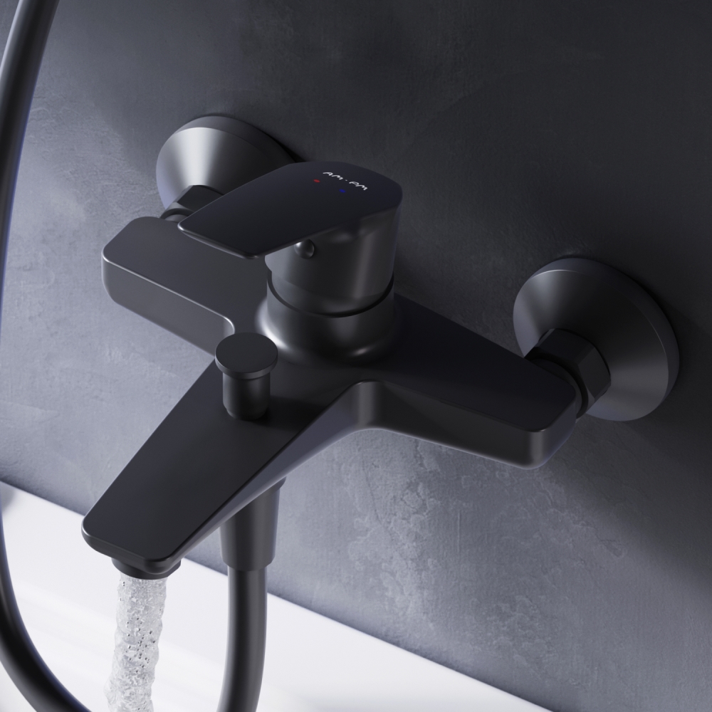 F90A10022 Gem, смеситель для ванны/душа излив 179 мм, черный, шт.