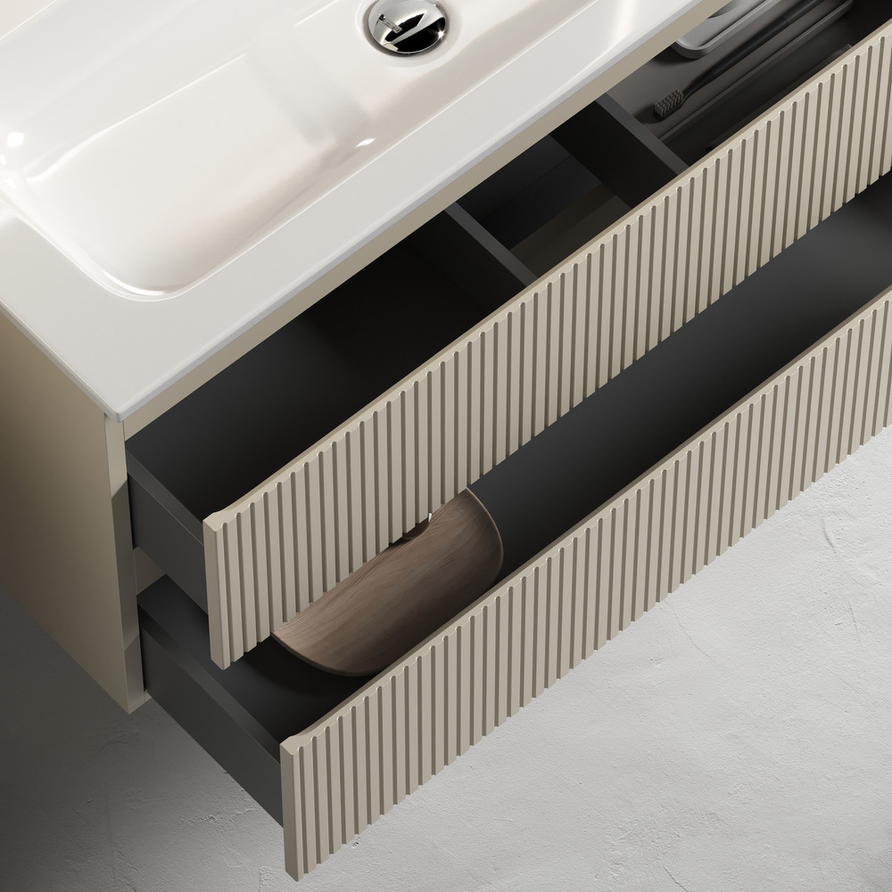 Тумба подвесная sancos snob t 790х445х500, c двумя ящиками оснащенными доводчиками, beige soft , арт.snt80ce