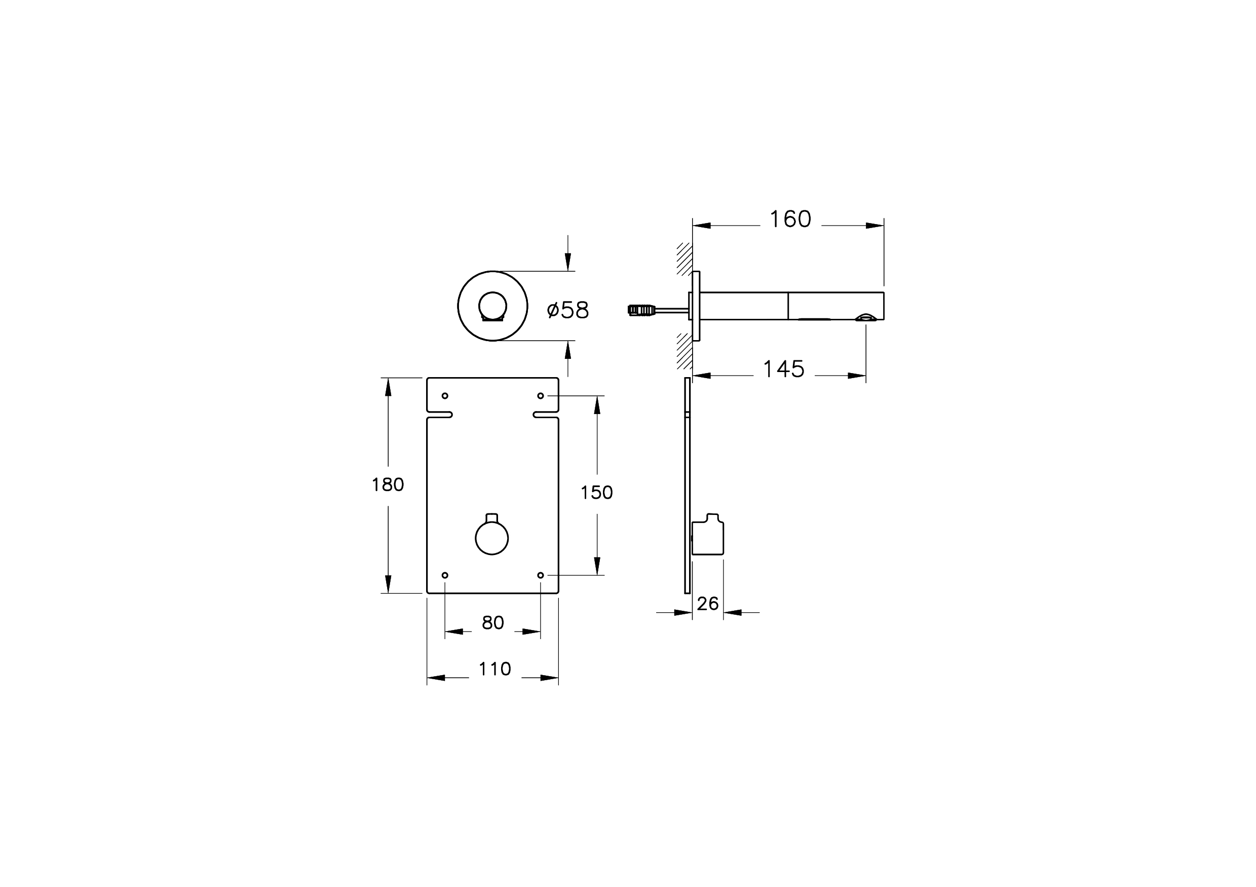 Встроенный настенный сенсорный смеситель origin для раковины, средний, хром