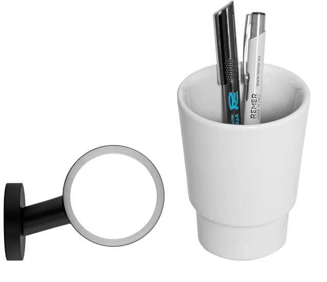 Стакан с держателем настенный guest no черный матовый remer